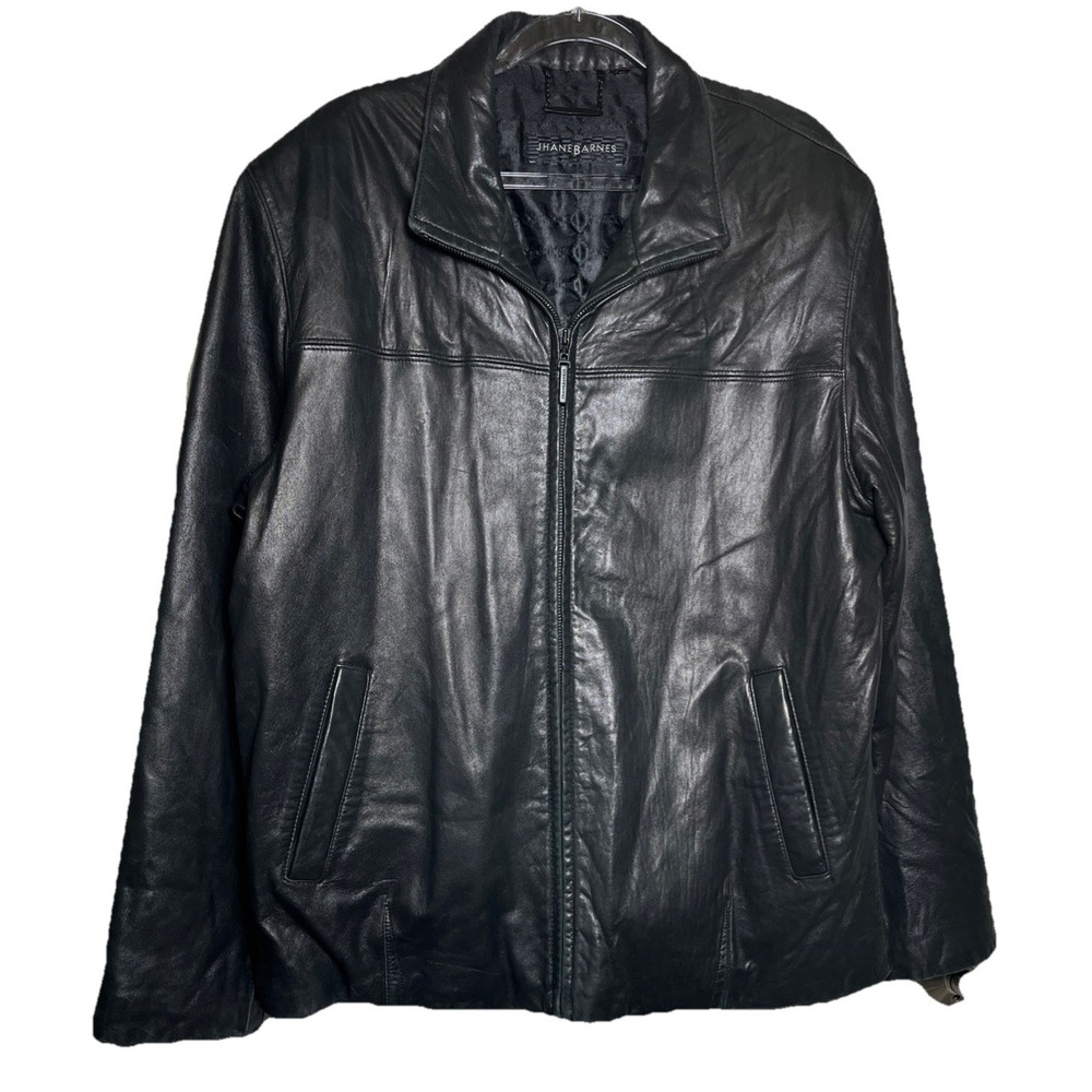 Jhane Barnes Jacket Mens 40 New Zealand Lamb 100% Genuine Leather Full Zip